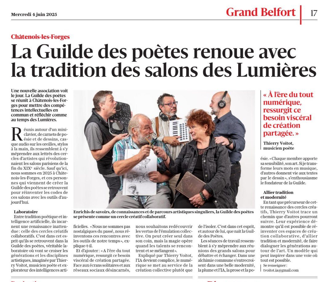 Article L'Est Républicain — La Guilde des poètes renoue avec la tradition des salons des Lumières