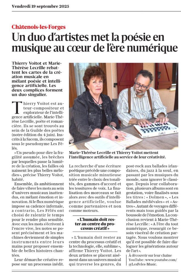 Article L'Est Républicain — Un duo d'artistes met la poésie en musique au cœur de l'ère numérique